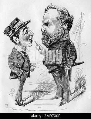 Cartone animato di Lord Charles William de la poer Beresford (1846-1919), in questo periodo un capitano della Marina reale (in seguito un Ammiraglio), e l'Ammiraglio Frederick Beauchamp Paget Seymour (1821-1895). L'Ammiraglio chiede a Beresford di garantire che il saccheggio non abbia luogo da nessuna parte durante il bombardamento di Alessandria durante la guerra anglo-egiziana del 1882, quando ha servito come capitano del cannoniere HMS Condor. Foto Stock