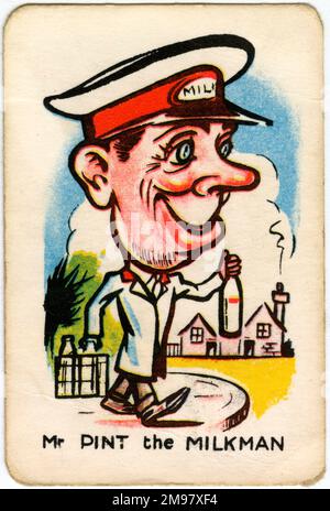 Buone carte da gioco per famiglie - MR pint the Milkman. Foto Stock