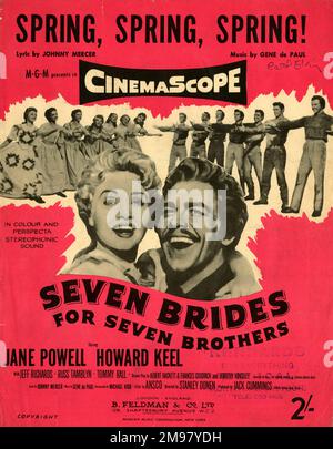 Copertura musicale, Primavera, Primavera, Primavera! Dal film musicale, Seven Brides for Seven Brothers, con Jane Powell e Howard Keel. Foto Stock