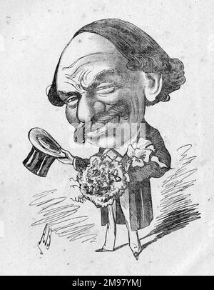 Caricatura di Sir Julius Benedict (1804-1885), lo sposo giovane. È stato un compositore e direttore d'orchestra tedesco che ha vissuto in Inghilterra per la maggior parte della sua carriera. Foto Stock