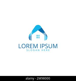 Lettera iniziale a e vettore modello del logo della casa. Logo disegni con lettera A e casa. Illustrazione Vettoriale