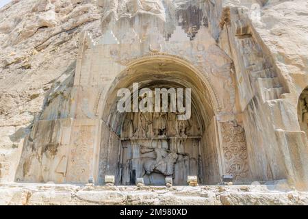 Rilievi a Taq-e Bostan in Kermanshah, Iran Foto Stock