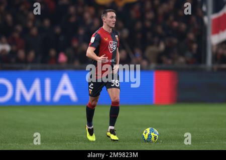 Genova, Italia, 16th gennaio 2023. Silvan Hefti di Genova CFC durante la Serie B al Luigi Ferraris di Genova. L'immagine di credito dovrebbe essere: Jonathan Moskrop / Sportimage Foto Stock