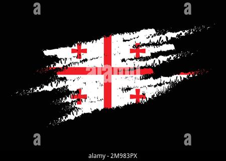 Bandiera della Georgia con pennello texture isolato su fondo png o trasparente, simbolo della Georgia, disegno vettoriale piatto moderno Illustrazione Vettoriale