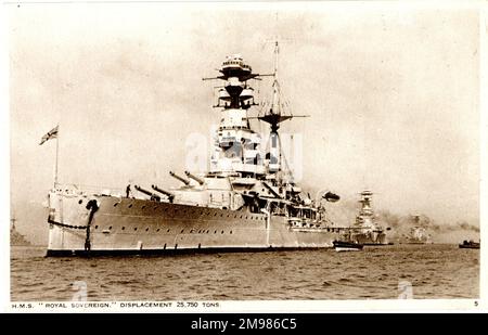 HMS Royal Sovereign, corazzata, classe Revenge. Foto Stock