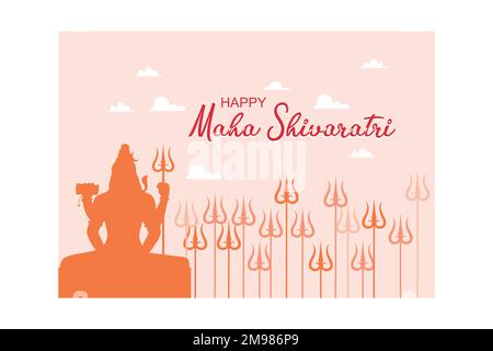 Illustrazione di Happy Maha Shivaratri Hindu Festival celebrare Shiva Signore, piatto vettore moderna illustrazione Illustrazione Vettoriale