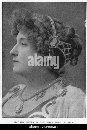 Nellie Melba (1861-1931), soprano operistico australiano, visto qui nel titolo ruolo di Aida, di Verdi. Foto Stock