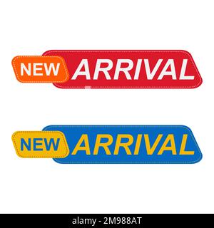 Un'illustrazione vettoriale del nuovo set di raccolta delle etichette dei prodotti di arrivo Illustrazione Vettoriale