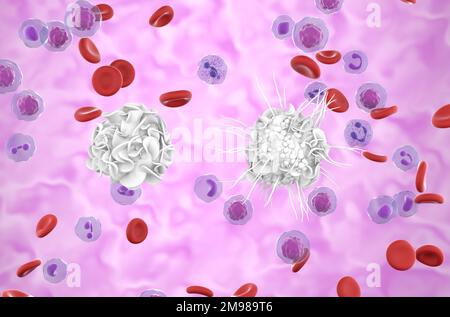 Basofilo globuli bianchi e cellule di sangue rosso, illustrazione del ...