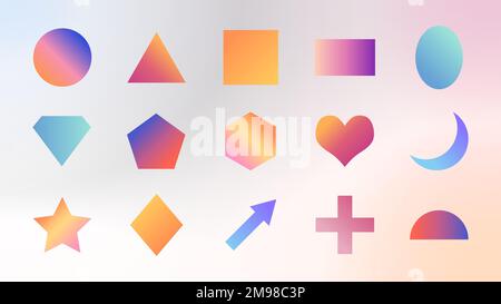 Vettore di set di forme geometriche di gradiente colorate Illustrazione Vettoriale