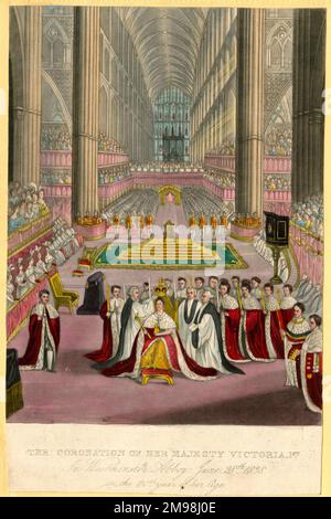 L'incoronazione di sua Maestà la Regina Vittoria nell'Abbazia di Westminster il 28 giugno 1838. Foto Stock