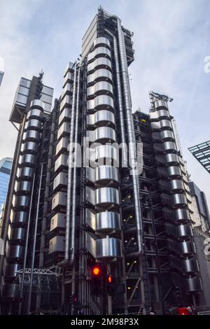 Londra, Regno Unito, 17th gennaio 2023. Lloyd's Building, la sede dei Lloyd's di Londra nella City di Londra, vista esterna diurna. Foto Stock