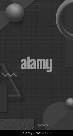 Black Geometric Memphis social banner vettore Illustrazione Vettoriale