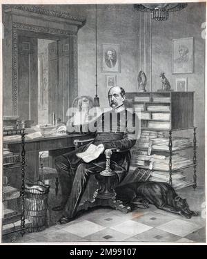 Otto von Bismarck nel suo studio. Foto Stock