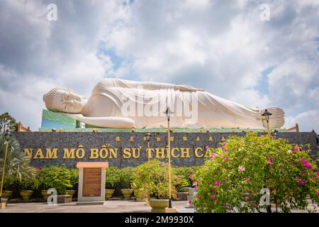 Statua di Buddha nel tempio di Vĩnh Tràng vicino Mytho Mỹ Tho mekong delta Vietnam Foto Stock