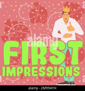 Testo che mostra le prime impressioni di inspirazione. Parola scritta su quello che una persona pensa di voi quando prima vi incontrano Foto Stock