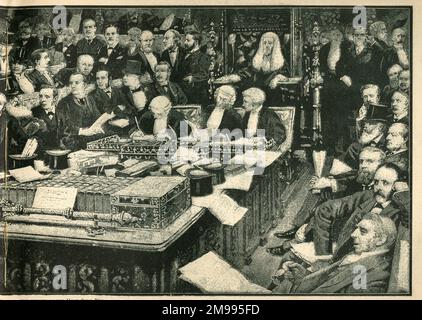MPS alla Camera dei Comuni durante il dibattito sul disegno di legge irlandese sull'articolo interno. Foto Stock