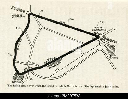 Circuito automobilistico di Reims, Francia, per il Gran Premio della Marna. Foto Stock