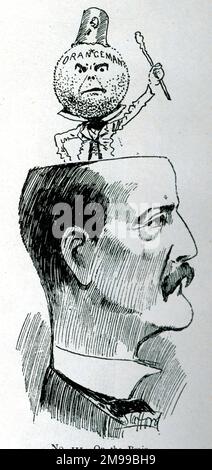 Caricatura, Colonnello Lord Arthur William Hill (1846-1931), militare anglo-irlandese e politico conservatore -- Orangeman. Foto Stock