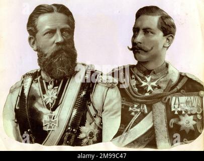 Federico III, imperatore tedesco e re di Prussia (1831-1888), con il figlio Kaiser Wilhelm II (1859-1941). Foto Stock