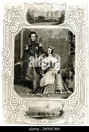 Regina Vittoria e Principe Alberto - nascita di Edoardo, Principe di Galles, il futuro Re Edoardo VII Foto Stock