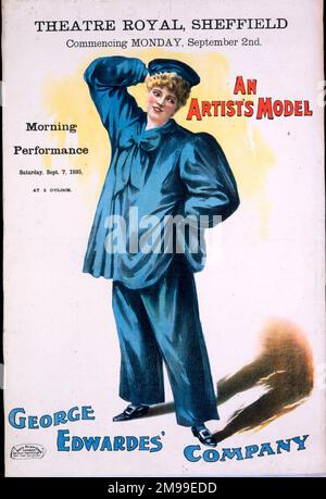 Poster, un modello di artista, una produzione di George Edwardes al Theatre Royal, Sheffield, Yorkshire. Foto Stock