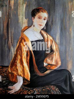 Jeanne Lanvin. Ritratto del fashion designer di alta moda Jeanne-Marie Lanvin (1867-1946), dipinto di Clémentine-Hélène Dufau, 1925 Foto Stock