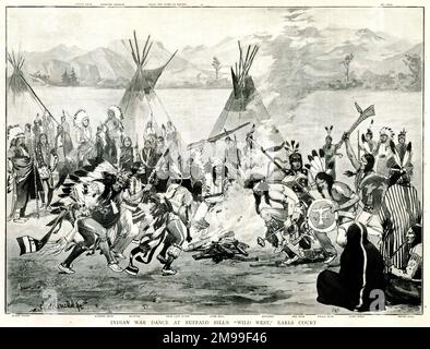 Danza della guerra indiana al Buffalo Bill's Wild West Show, Earls Court, Londra, settembre 1892. Foto Stock