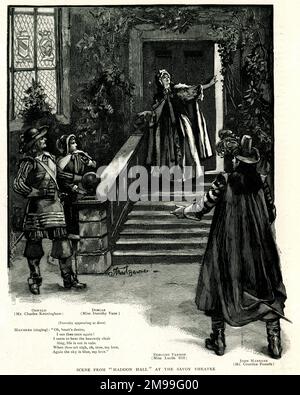 Scena dell'opera leggera Haddon Hall di Arthur Sullivan in produzione al Savoy Theatre di Londra. Foto Stock