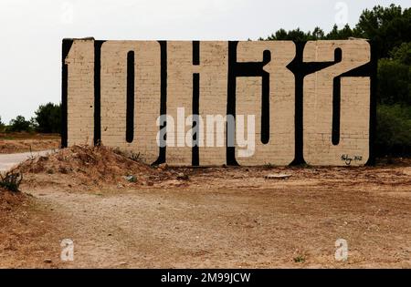 10H32, Bego Site, esposizione di Bunker 39-45, Plouharnel, WW II, Morbihan, Bretagna, Francia, Europa Foto Stock