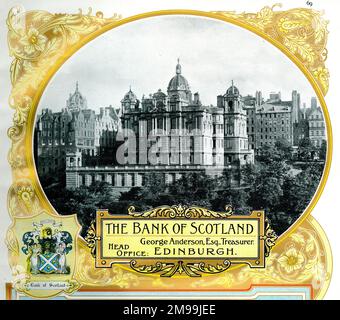 Pubblicità per la Bank of Scotland, Edimburgo, Scozia. Foto Stock