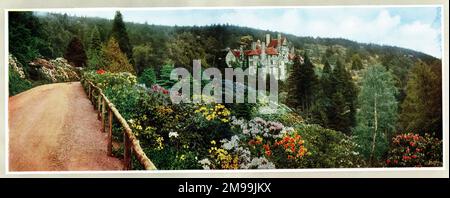 Cragside House, vicino a Rothbury, Northumberland - vista nord. Foto Stock