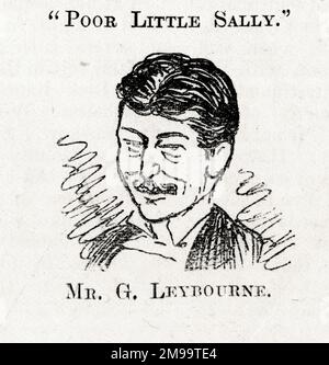 Ritratto di Cartoon, George Leybourne (1842-1884), cantante di musica inglese, descritto come un leone comique, famoso per la sua canzone Champagne Charlie. Foto Stock