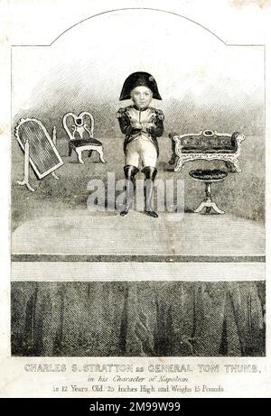 Charles S Stratton, generale Tom Thumb come Napoleone. Foto Stock