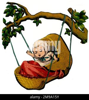 Rock un Bye Baby nella culla, Nursery Rhyme -19th ° secolo scarto Foto Stock