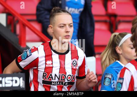 Sheffield, Regno Unito. 16th Jan, 2023. Sheffield, Inghilterra, gennaio 15th 2023 Naomi Hartley 5 esce dal tunnel prima di iniziare prima di Sheffield United contro Birmingham City a Bramall Lane, Sheffield. (Sean Chandler/SPP) Credit: SPP Sport Press Photo. /Alamy Live News Foto Stock