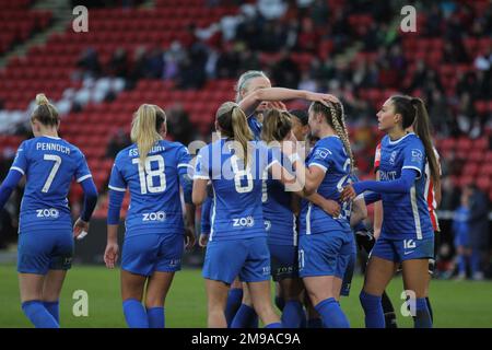 Sheffield, Regno Unito. 16th Jan, 2023. Sheffield, Inghilterra, gennaio 15th 2023 Claudia Walker 21 festeggia il punteggio durante Sheffield United contro Birmingham City a Bramall Lane, Sheffield. (Sean Chandler/SPP) Credit: SPP Sport Press Photo. /Alamy Live News Foto Stock