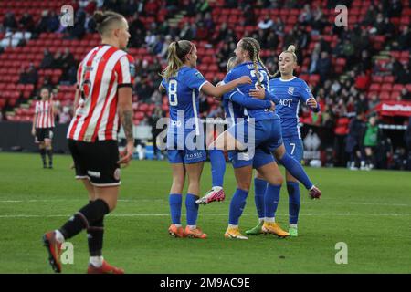 Sheffield, Regno Unito. 16th Jan, 2023. Sheffield, Inghilterra, gennaio 15th 2023 Claudia Walker 21 festeggia durante Sheffield United contro Birmingham City a Bramall Lane, Sheffield. (Sean Chandler/SPP) Credit: SPP Sport Press Photo. /Alamy Live News Foto Stock