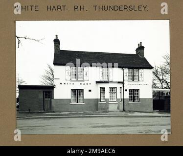 Fotografia di White Hart PH, Thundersley, Essex. Il lato principale della stampa (mostrato qui) raffigura: Faccia sulla vista del pub. Il retro della stampa (disponibile su richiesta) dettagli: Niente per il White Hart, Thundersley, Essex SS7 3PF. A partire da luglio 2018 . Pensioni a crociera Foto Stock