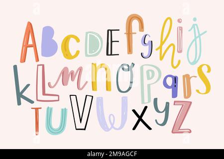 Alfabeto doodle tipografia font set vettore Illustrazione Vettoriale