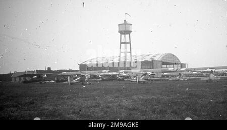 Vista generale di una revisione VVIP degli aeromobili dall'altro lato delle linee di revisione degli aeromobili. (L'immagine LH del negativo della lastra di vetro stereo). (Il VVIP potrebbe essere Albert Lebrun, presidente della Francia) Foto Stock