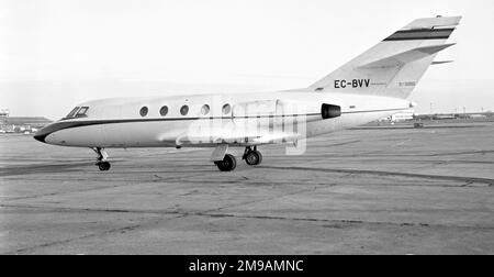 Dassault Falcon 20D EC-BVV (msn 219), della Segreteria dell'Aviazione civile, presso l'Aeroporto Internazionale di Madrid. Successivamente operò dall'Aeronautica Spagnola (Ejercito del Aire), come T.11-3 e TM.11-3. Foto Stock