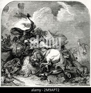 Re Riccardo i in azione durante la battaglia di Giaffa, Gerusalemme, terza crociata. Foto Stock