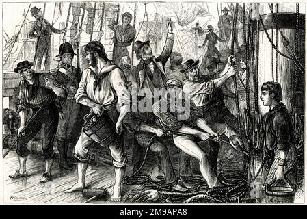 Vittoria di Lord Howe al largo dell'isola francese di Ushant, 1 giugno 1794, Quarta Battaglia di Ushant, conosciuta anche come la gloriosa prima di giugno, durante le Guerre rivoluzionarie francesi. Foto Stock