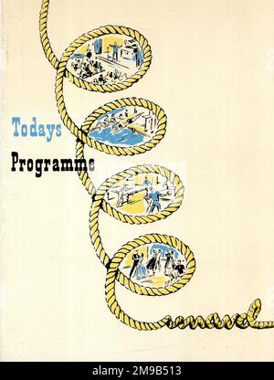 Cover design, programma di Eventi, 27 aprile 1953, a bordo di Cunard Liner RMS Queen Mary Foto Stock