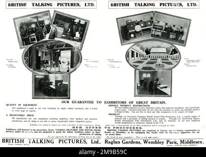 Advert, British Talking Pictures Ltd, Raglan Gardens, Wembley Park, Middlesex (North London) Foto Stock