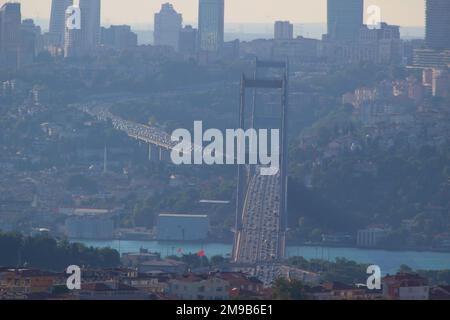 vista panoramica di istanbul, bosforo e ponte bosforo da kucuk camlica Foto Stock