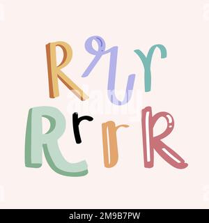 Vettore font tipografico Doodle letter R. Illustrazione Vettoriale