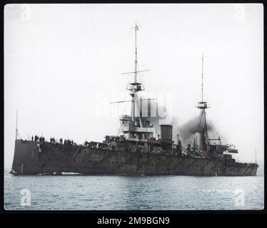 L'incrociatore da battaglia HMS 'Invincible' ha giocato un ruolo cruciale nella battaglia delle Falklands nel 1914, affondando le navi tedesche 'Scharnhorst' e 'Gneisnau' Foto Stock