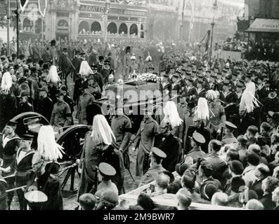 Processione funebre, strada di avvicinamento a Paddington Station, funerale di re Giorgio V Foto Stock